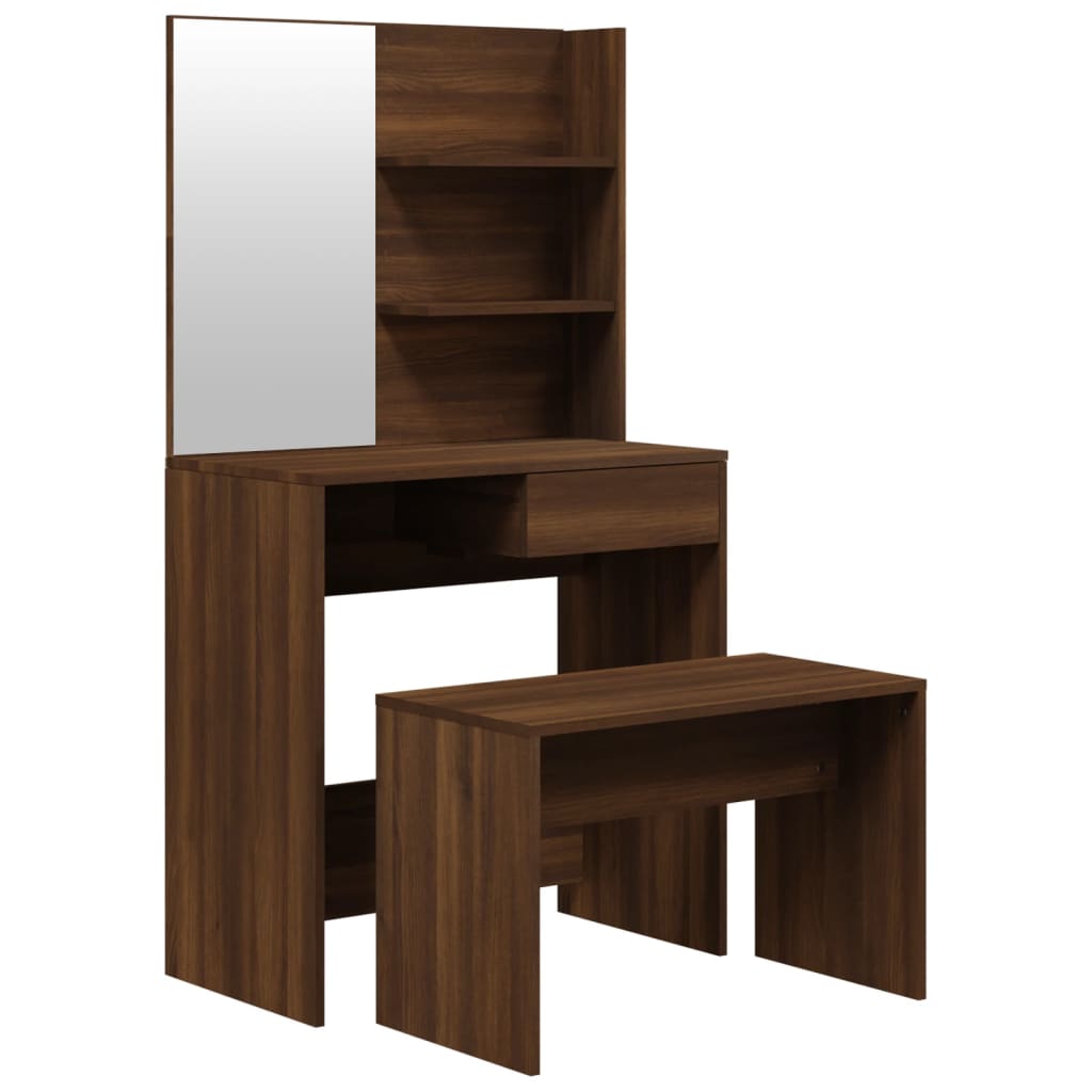 vidaXL Set măsuță de toaletă, stejar maro, 74,5x40x141 cm vidaXL Set măsuță de toaletă, stejar maro, 74,5x40x141 cm