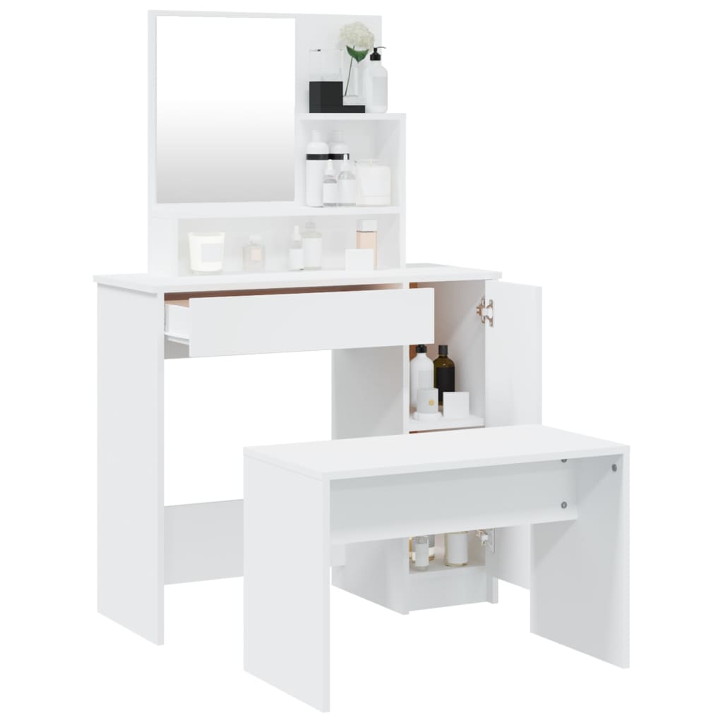 vidaXL Set măsuță de toaletă, alb, 86,5x35x136 cm vidaXL Set măsuță de toaletă, alb, 86,5x35x136 cm