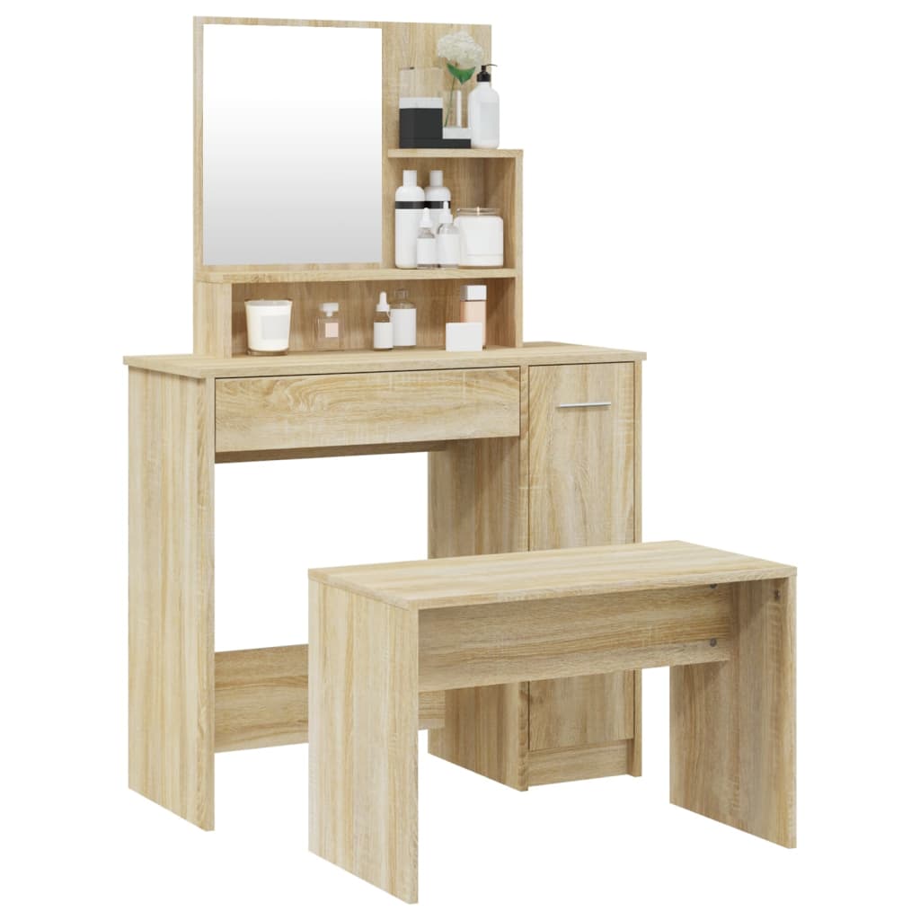 vidaXL Set măsuță de toaletă, stejar sonoma, 86,5x35x136 cm