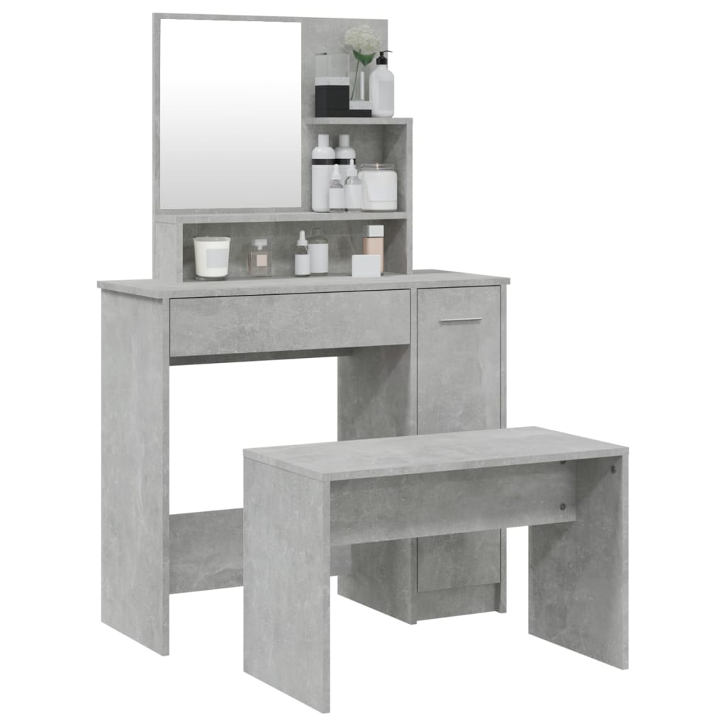 vidaXL Set măsuță de toaletă, gri beton, 86,5x35x136 cm