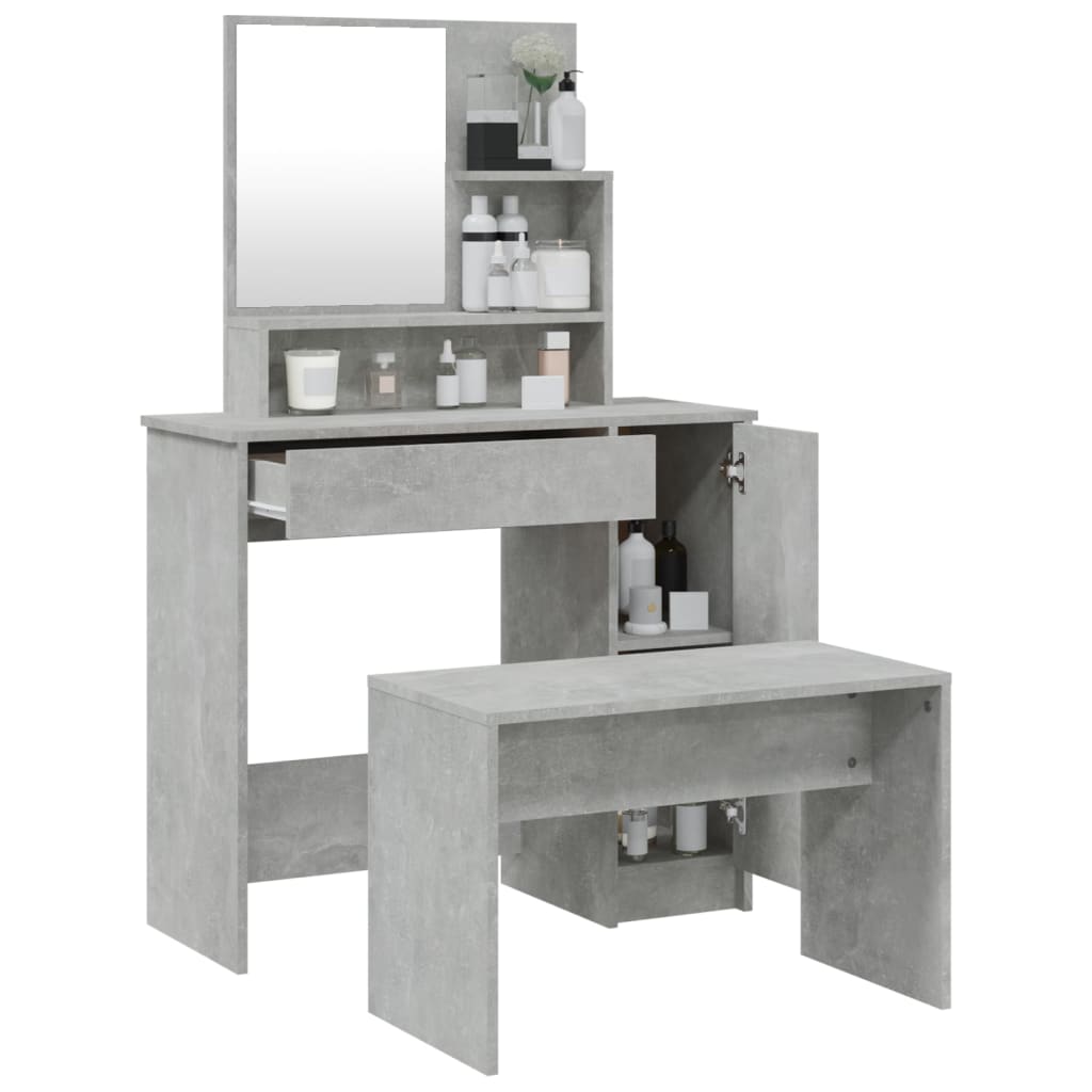 vidaXL Set măsuță de toaletă, gri beton, 86,5x35x136 cm
