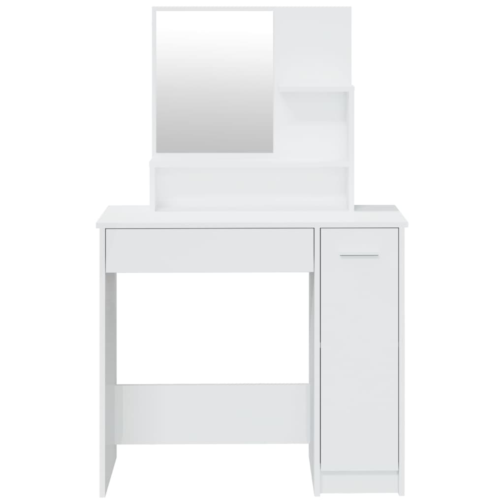 vidaXL Set măsuță de toaletă, alb extralucios, 86,5x35x136 cm vidaXL Set măsuță de toaletă, alb extralucios, 86,5x35x136 cm