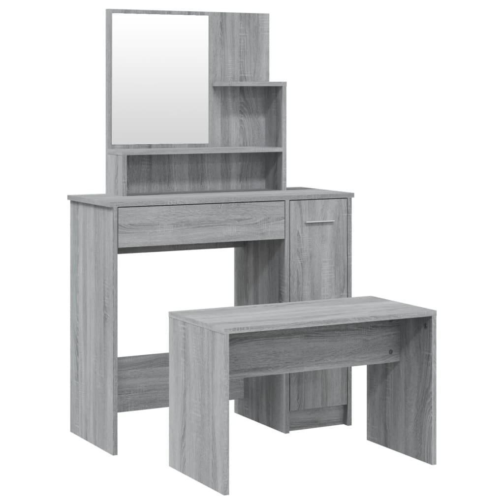vidaXL Set măsuță de toaletă, gri sonoma, 86,5x35x136 cm vidaXL Set măsuță de toaletă, gri sonoma, 86,5x35x136 cm