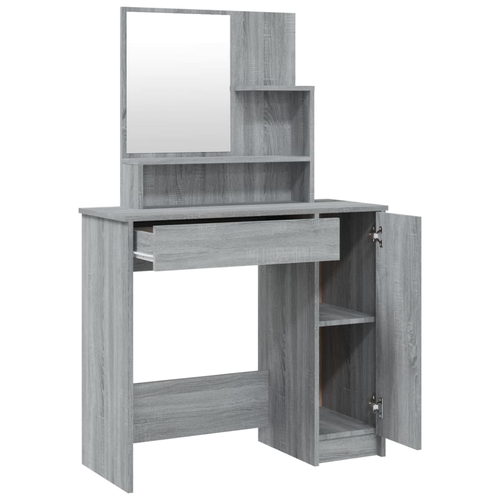 vidaXL Set măsuță de toaletă, gri sonoma, 86,5x35x136 cm vidaXL Set măsuță de toaletă, gri sonoma, 86,5x35x136 cm