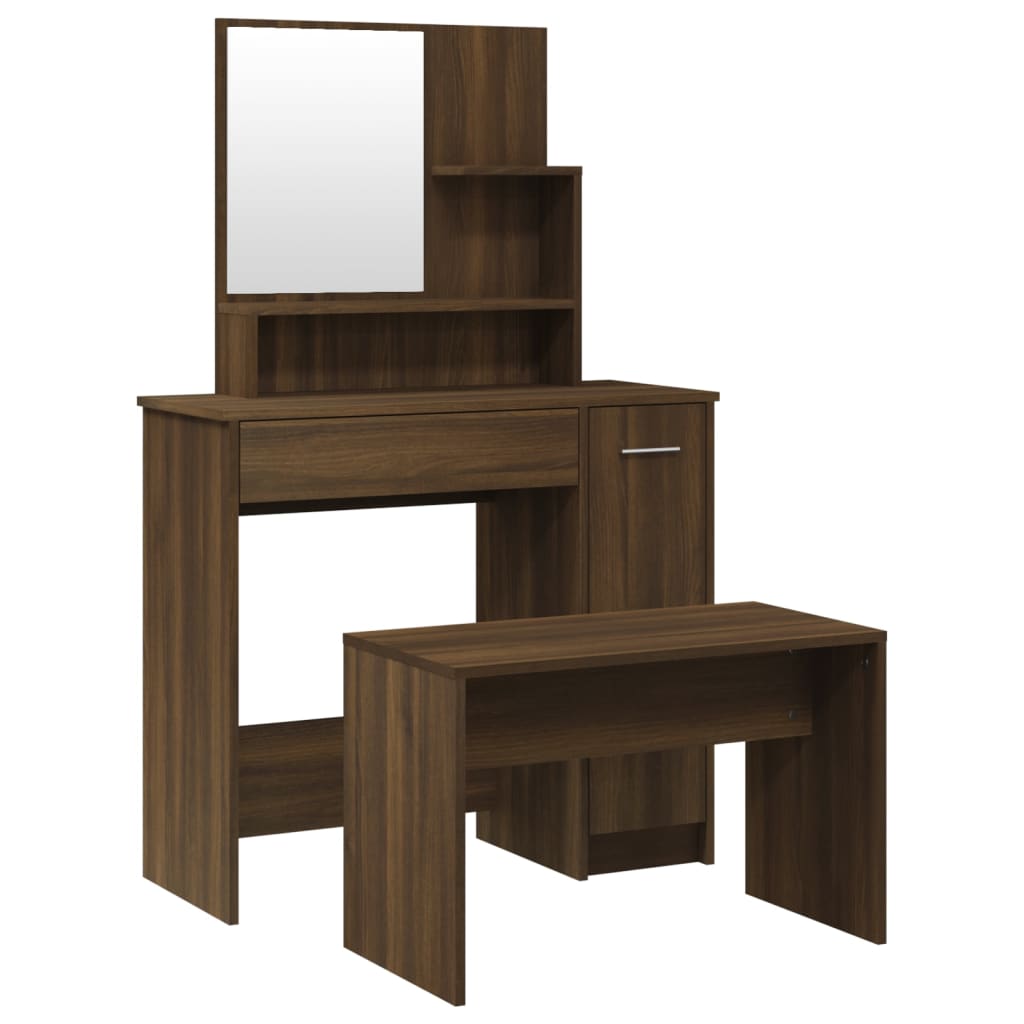 vidaXL Set măsuță de toaletă, stejar maro, 86,5x35x136 cm