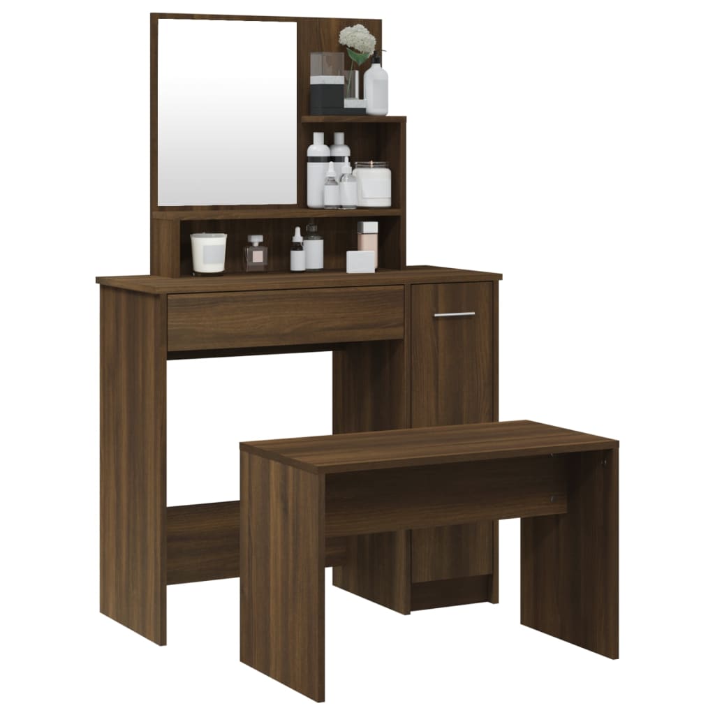 vidaXL Set măsuță de toaletă, stejar maro, 86,5x35x136 cm