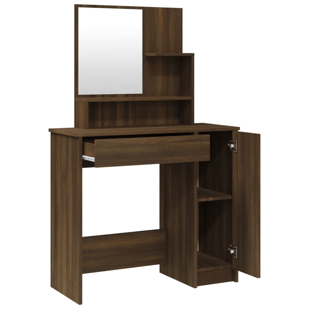 vidaXL Set măsuță de toaletă, stejar maro, 86,5x35x136 cm