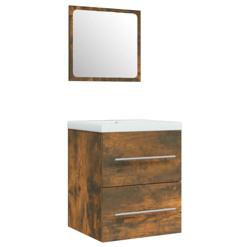 vidaXL Dulap chiuvetă bazin încorporat stejar fumuriu lemn prelucrat