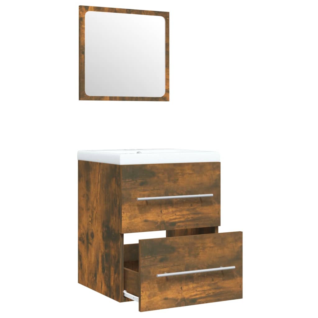 vidaXL Dulap chiuvetă bazin încorporat stejar fumuriu lemn prelucrat