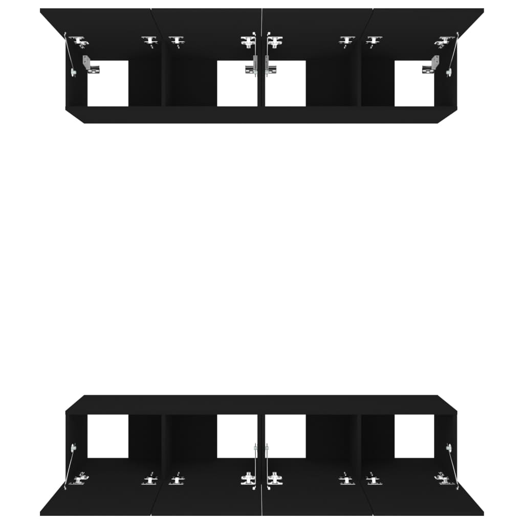 vidaXL Comode TV, 4 buc., negru, 80x30x30 cm, lemn compozit