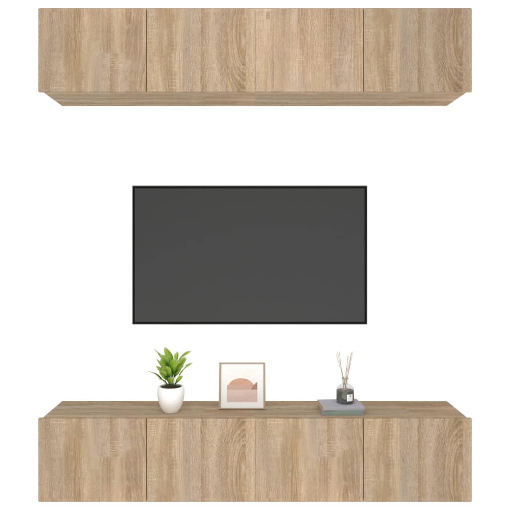 vidaXL Comode TV, 4 buc., stejar sonoma, 80x30x30 cm, lemn prelucrat