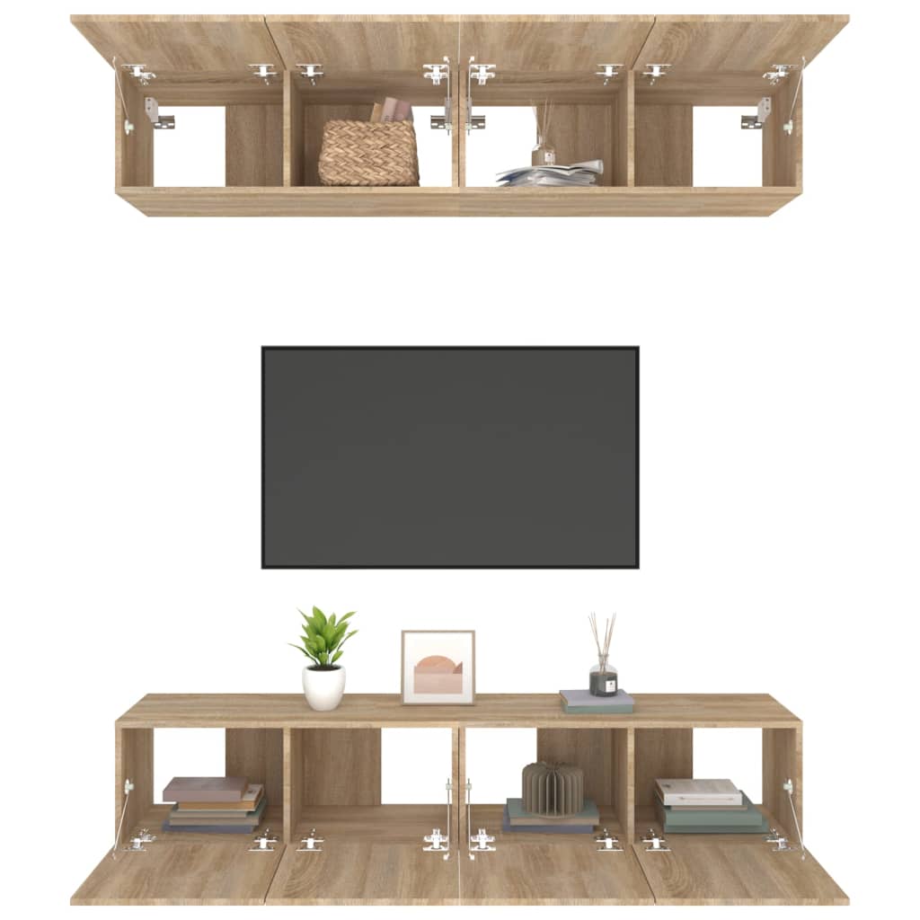 vidaXL Comode TV, 4 buc., stejar sonoma, 80x30x30 cm, lemn prelucrat