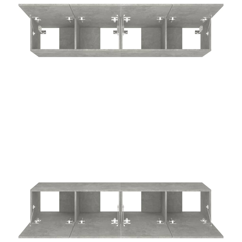 vidaXL Comode TV, 4 buc., gri beton, 80x30x30 cm, lemn prelucrat