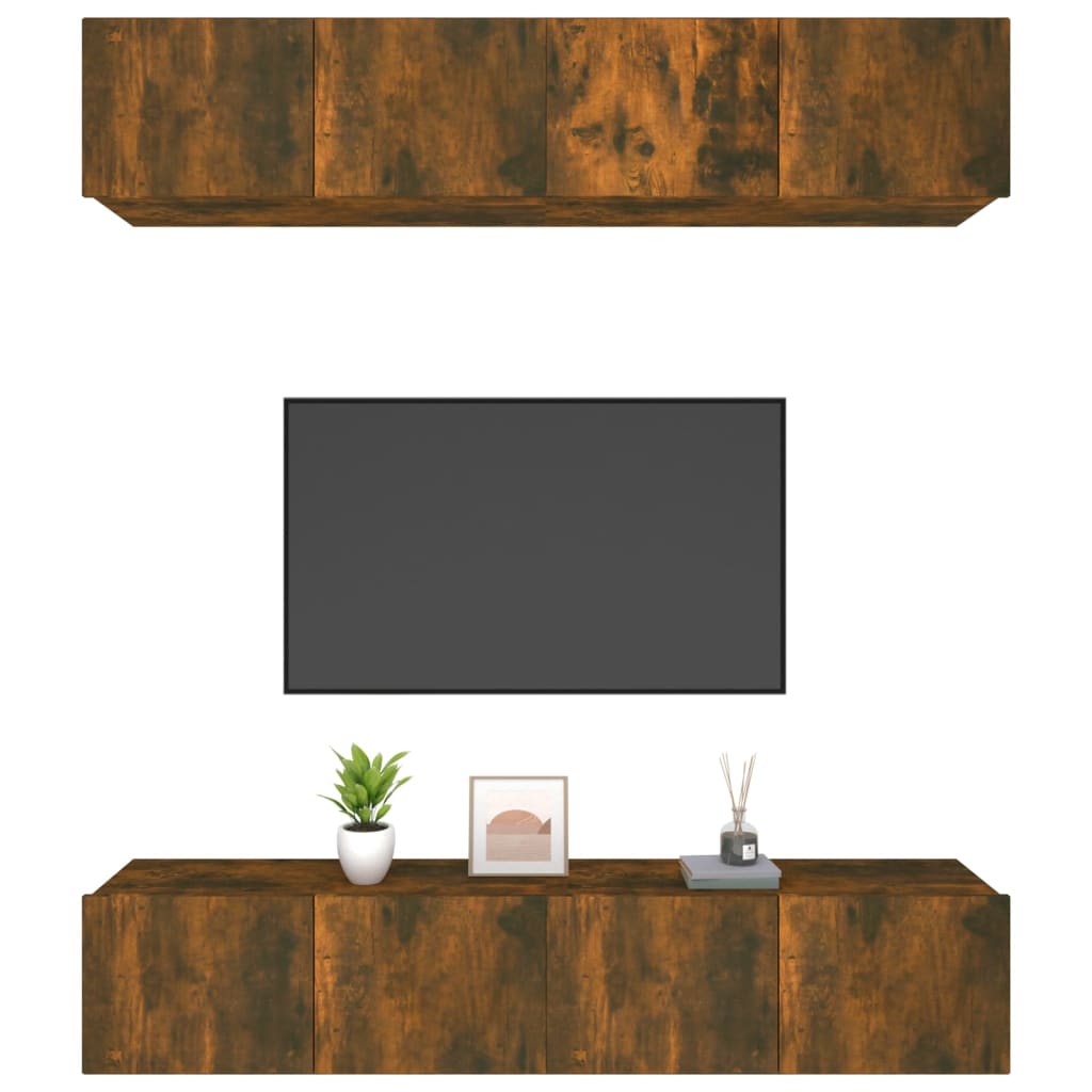 vidaXL Comode TV, 4 buc., stejar afumat, 80x30x30 cm lemn prelucrat