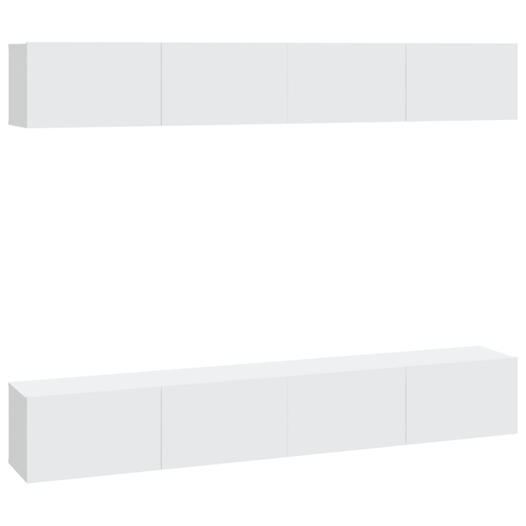 vidaXL Dulapuri TV de perete, 4 buc, alb, 100x30x30 cm