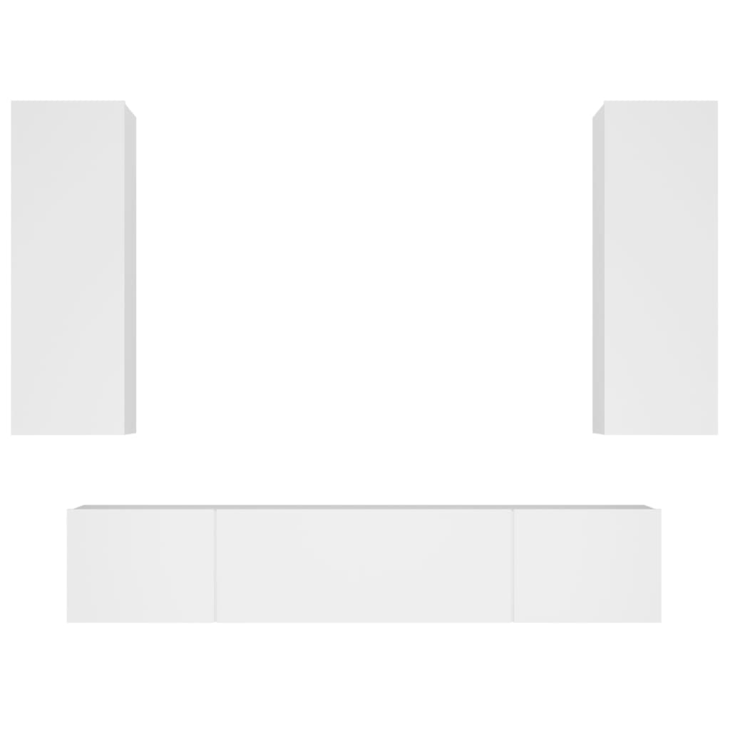vidaXL Set dulap TV, 4 piese, alb, lemn prelucrat vidaXL Set dulap TV, 4 piese, alb, lemn prelucrat