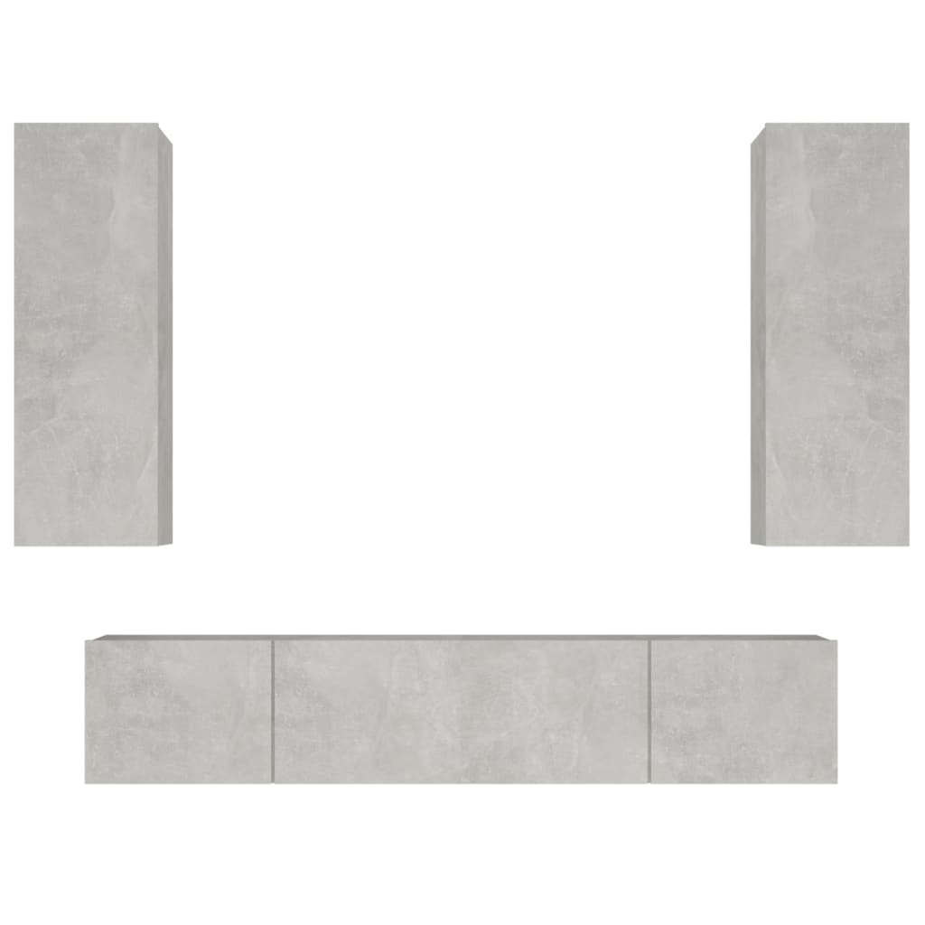 vidaXL Set dulap TV, 4 piese, gri beton, lemn prelucrat vidaXL Set dulap TV, 4 piese, gri beton, lemn prelucrat