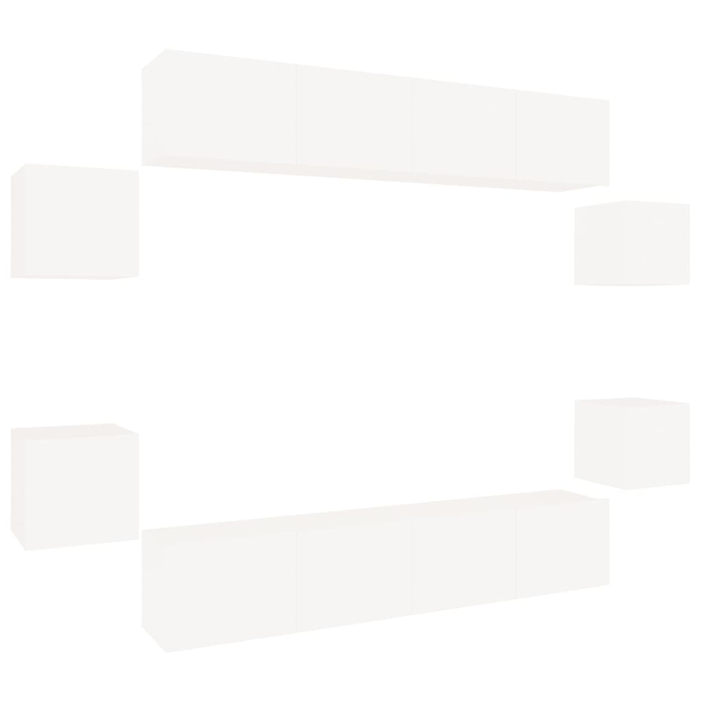 vidaXL Set dulap TV, 8 piese, alb, lemn prelucrat