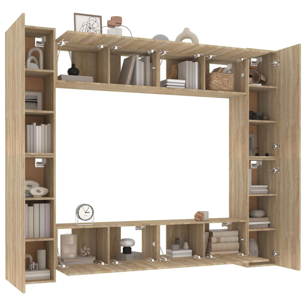 vidaXL Set dulap TV, 8 piese, stejar sonoma, lemn prelucrat vidaXL Set dulap TV, 8 piese, stejar sonoma, lemn prelucrat