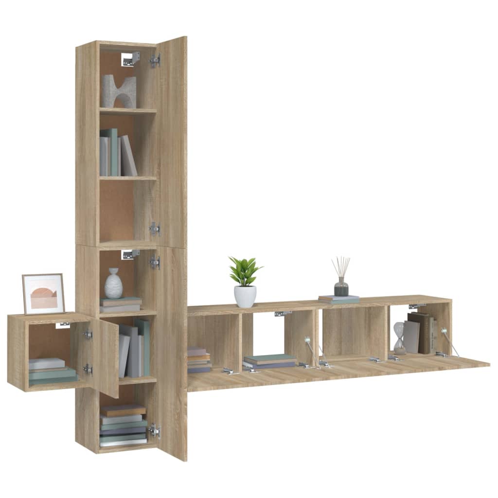 vidaXL Set dulap TV, 5 piese, stejar sonoma, lemn prelucrat vidaXL Set dulap TV, 5 piese, stejar sonoma, lemn prelucrat