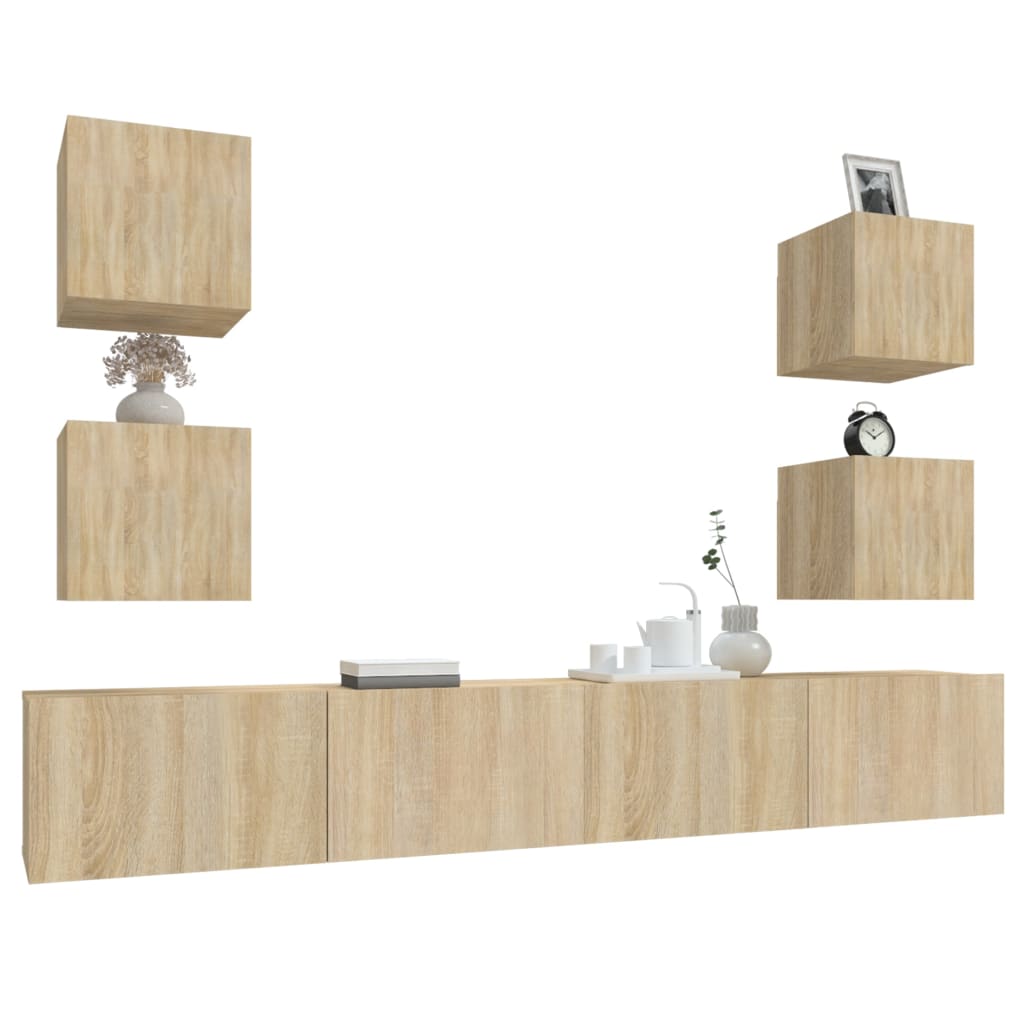 vidaXL Set dulap TV, 6 piese, stejar sonoma, lemn prelucrat vidaXL Set dulap TV, 6 piese, stejar sonoma, lemn prelucrat