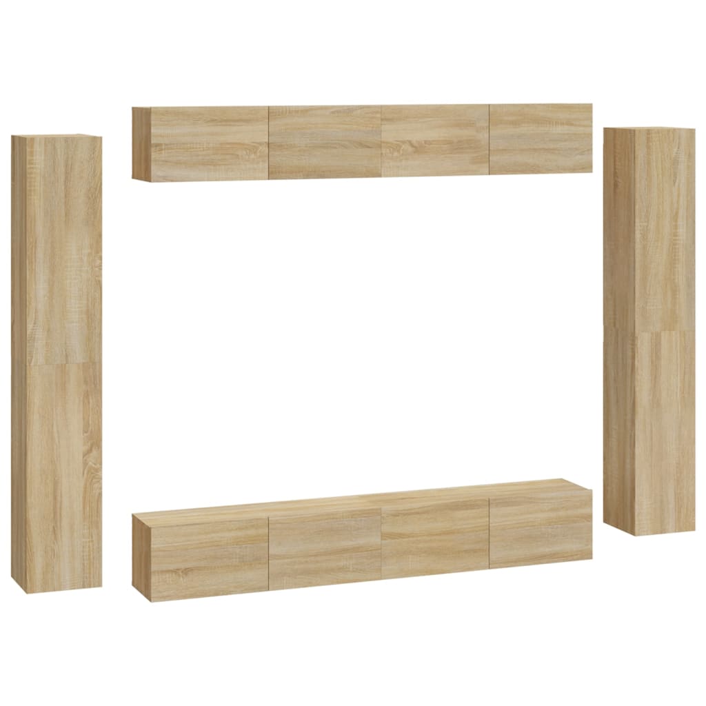 vidaXL Set dulap TV, 8 piese, stejar sonoma, lemn prelucrat vidaXL Set dulap TV, 8 piese, stejar sonoma, lemn prelucrat