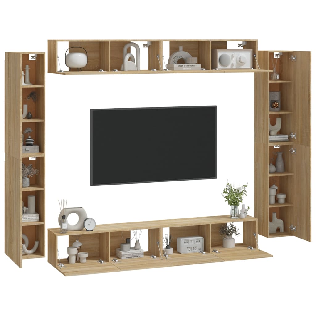 vidaXL Set dulap TV, 8 piese, stejar sonoma, lemn prelucrat vidaXL Set dulap TV, 8 piese, stejar sonoma, lemn prelucrat