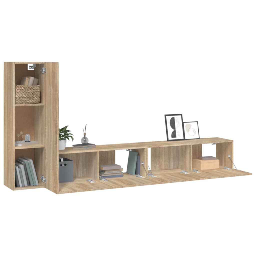 vidaXL Set dulap TV, 3 piese, stejar sonoma, lemn prelucrat vidaXL Set dulap TV, 3 piese, stejar sonoma, lemn prelucrat