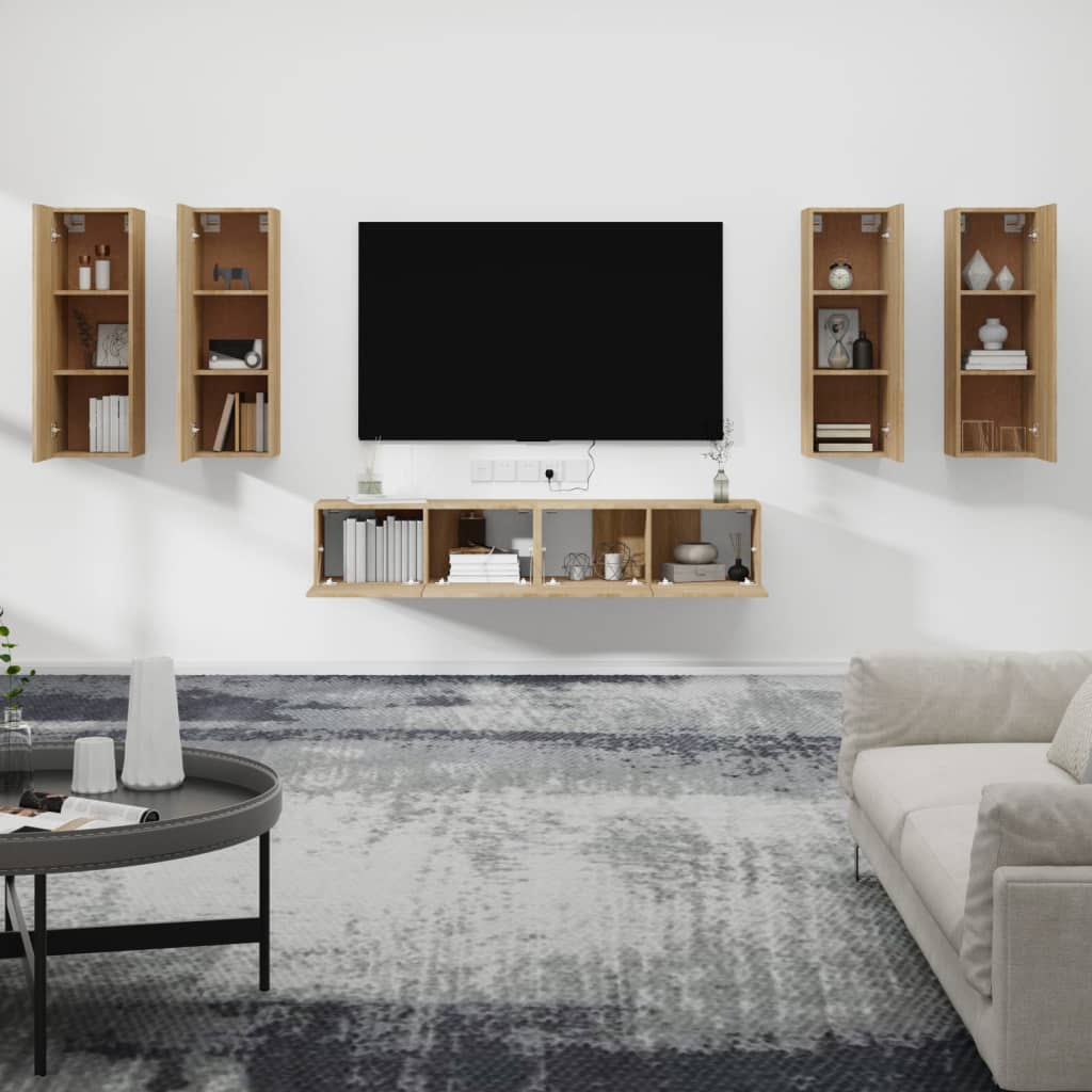 vidaXL Set dulap TV, 6 piese, stejar sonoma, lemn prelucrat vidaXL Set dulap TV, 6 piese, stejar sonoma, lemn prelucrat