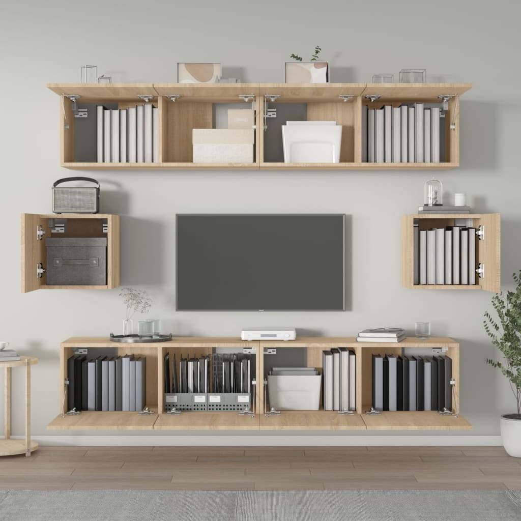 vidaXL Set dulap TV, 6 piese, stejar sonoma, lemn prelucrat vidaXL Set dulap TV, 6 piese, stejar sonoma, lemn prelucrat