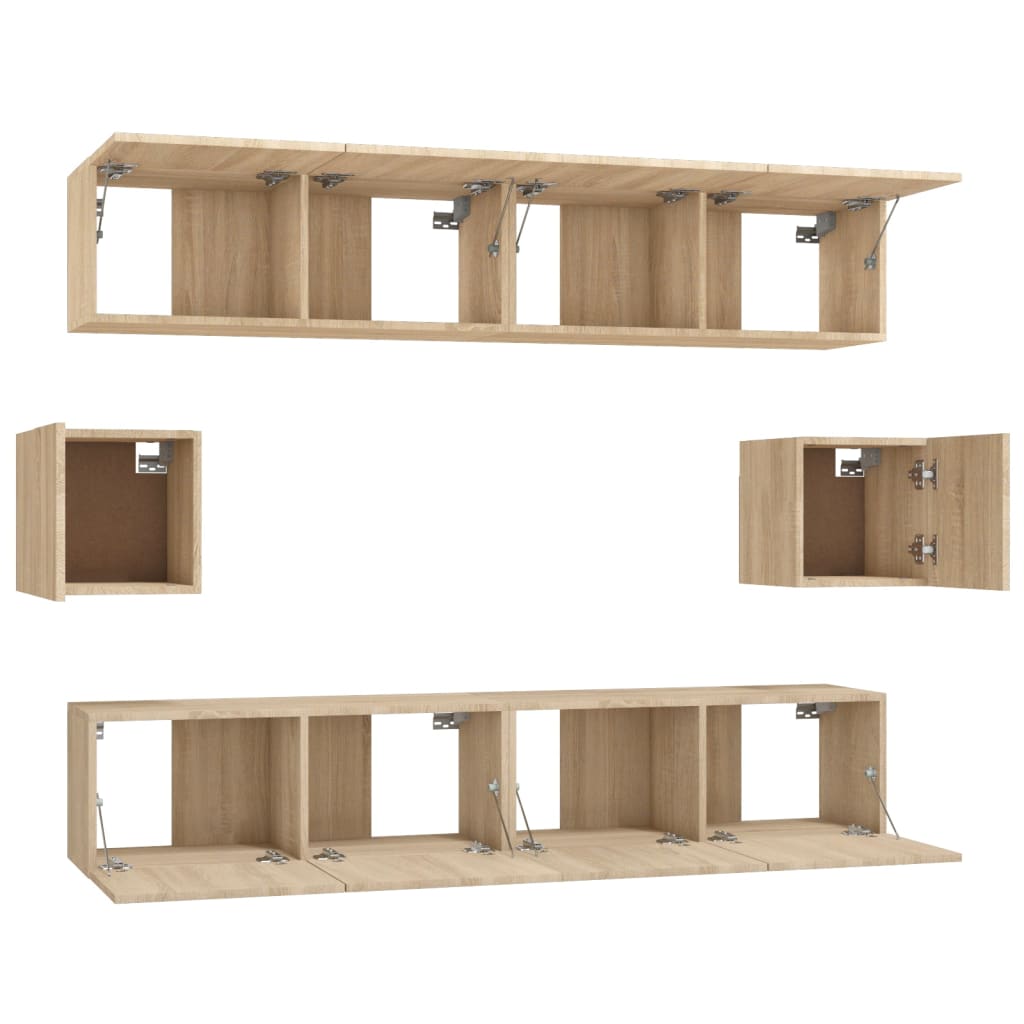 vidaXL Set dulap TV, 6 piese, stejar sonoma, lemn prelucrat vidaXL Set dulap TV, 6 piese, stejar sonoma, lemn prelucrat