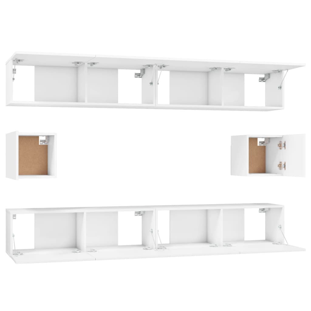 vidaXL Set dulap TV, 6 piese, alb, lemn prelucrat vidaXL Set dulap TV, 6 piese, alb, lemn prelucrat