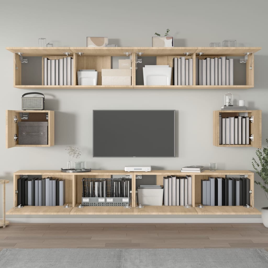 vidaXL Set dulap TV, 6 piese, stejar sonoma, lemn prelucrat vidaXL Set dulap TV, 6 piese, stejar sonoma, lemn prelucrat