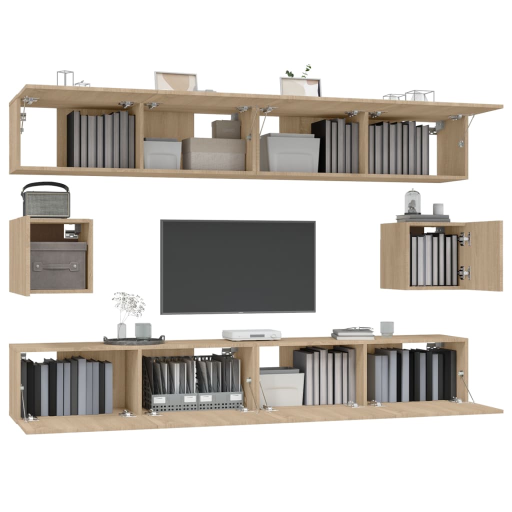 vidaXL Set dulap TV, 6 piese, stejar sonoma, lemn prelucrat vidaXL Set dulap TV, 6 piese, stejar sonoma, lemn prelucrat