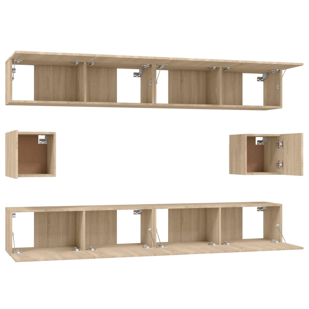 vidaXL Set dulap TV, 6 piese, stejar sonoma, lemn prelucrat vidaXL Set dulap TV, 6 piese, stejar sonoma, lemn prelucrat