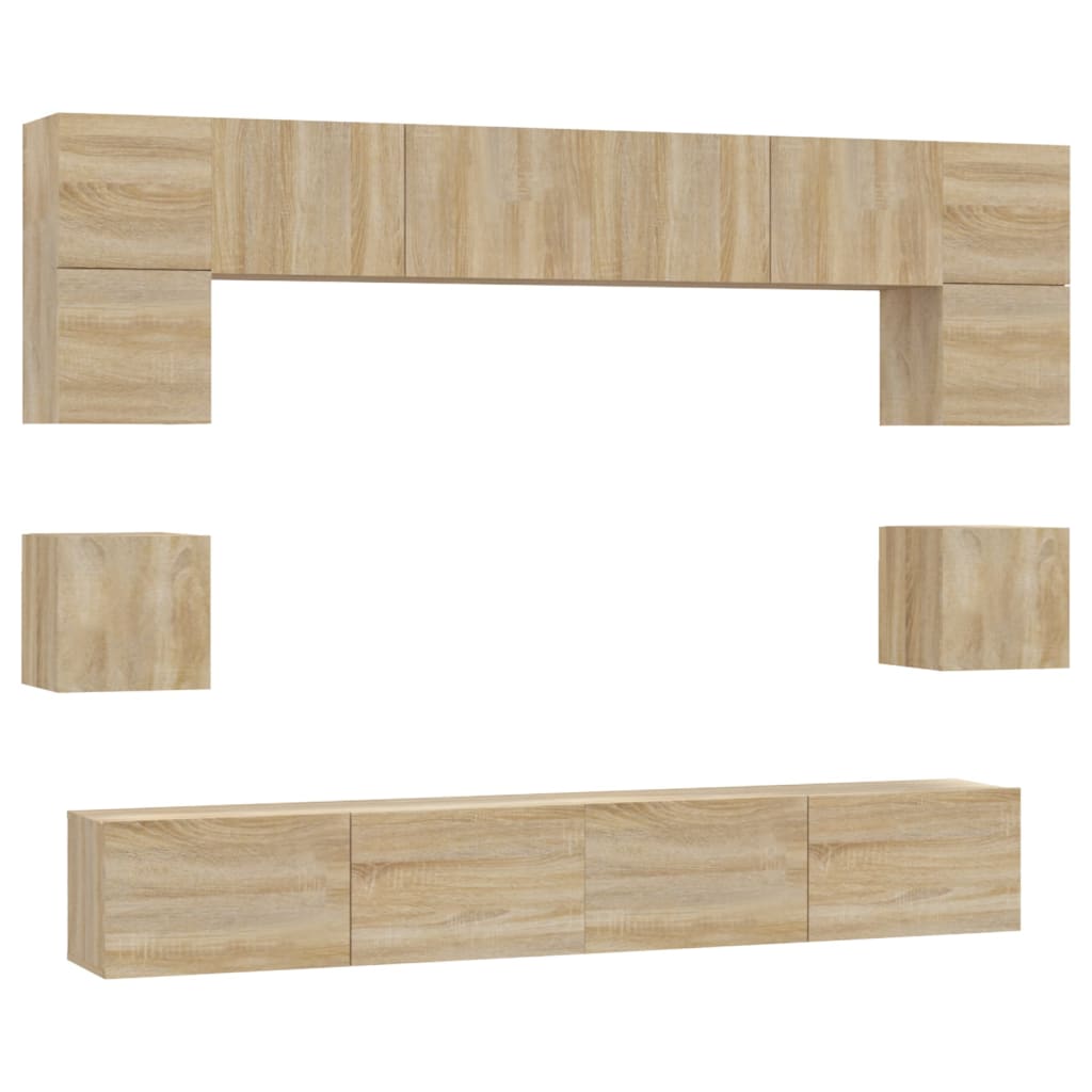 vidaXL Set dulap TV, 8 piese, stejar sonoma, lemn prelucrat vidaXL Set dulap TV, 8 piese, stejar sonoma, lemn prelucrat