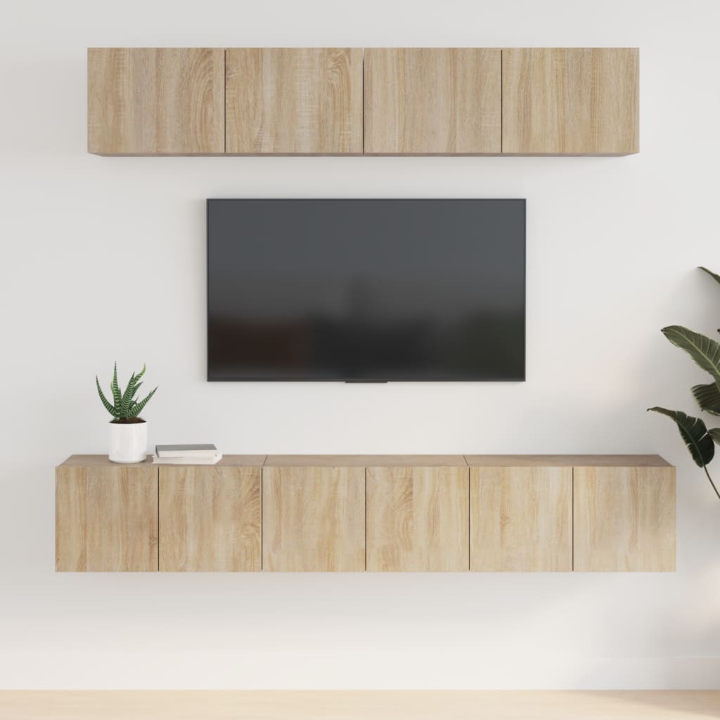 vidaXL Set dulap TV, 5 piese, stejar sonoma, lemn prelucrat vidaXL Set dulap TV, 5 piese, stejar sonoma, lemn prelucrat