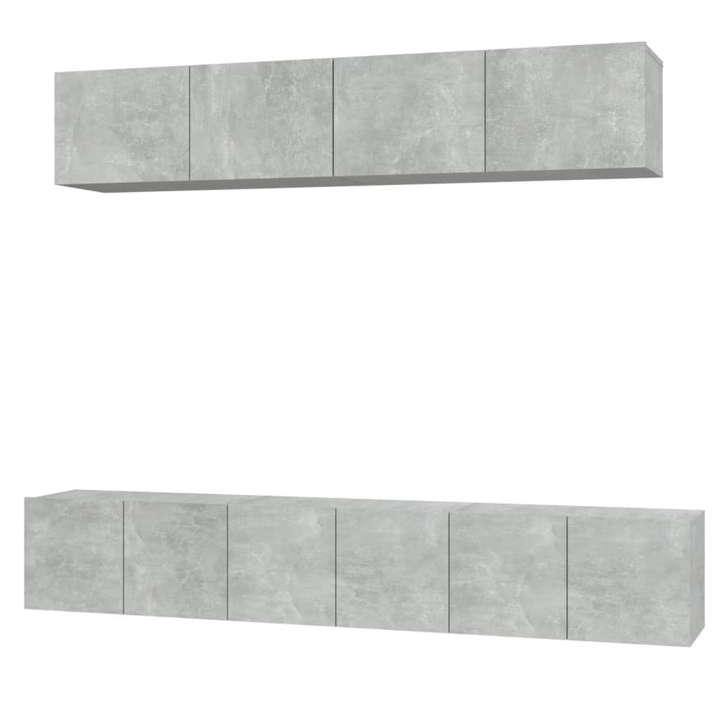 vidaXL Set dulap TV, 5 piese, gri beton, lemn prelucrat vidaXL Set dulap TV, 5 piese, gri beton, lemn prelucrat