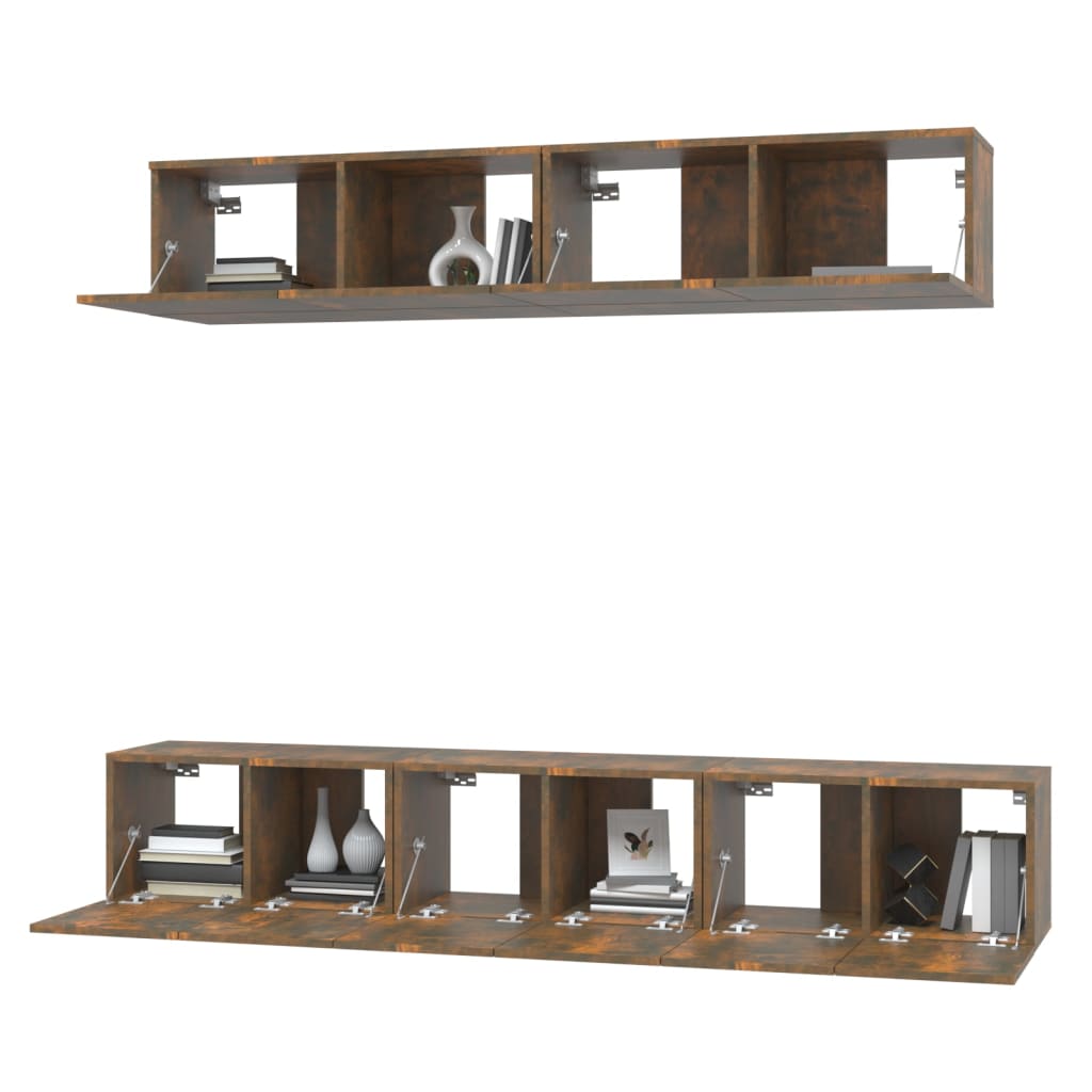 vidaXL Set dulapuri TV, 5 piese, stejar fumuriu, lemn prelucrat vidaXL Set dulapuri TV, 5 piese, stejar fumuriu, lemn prelucrat