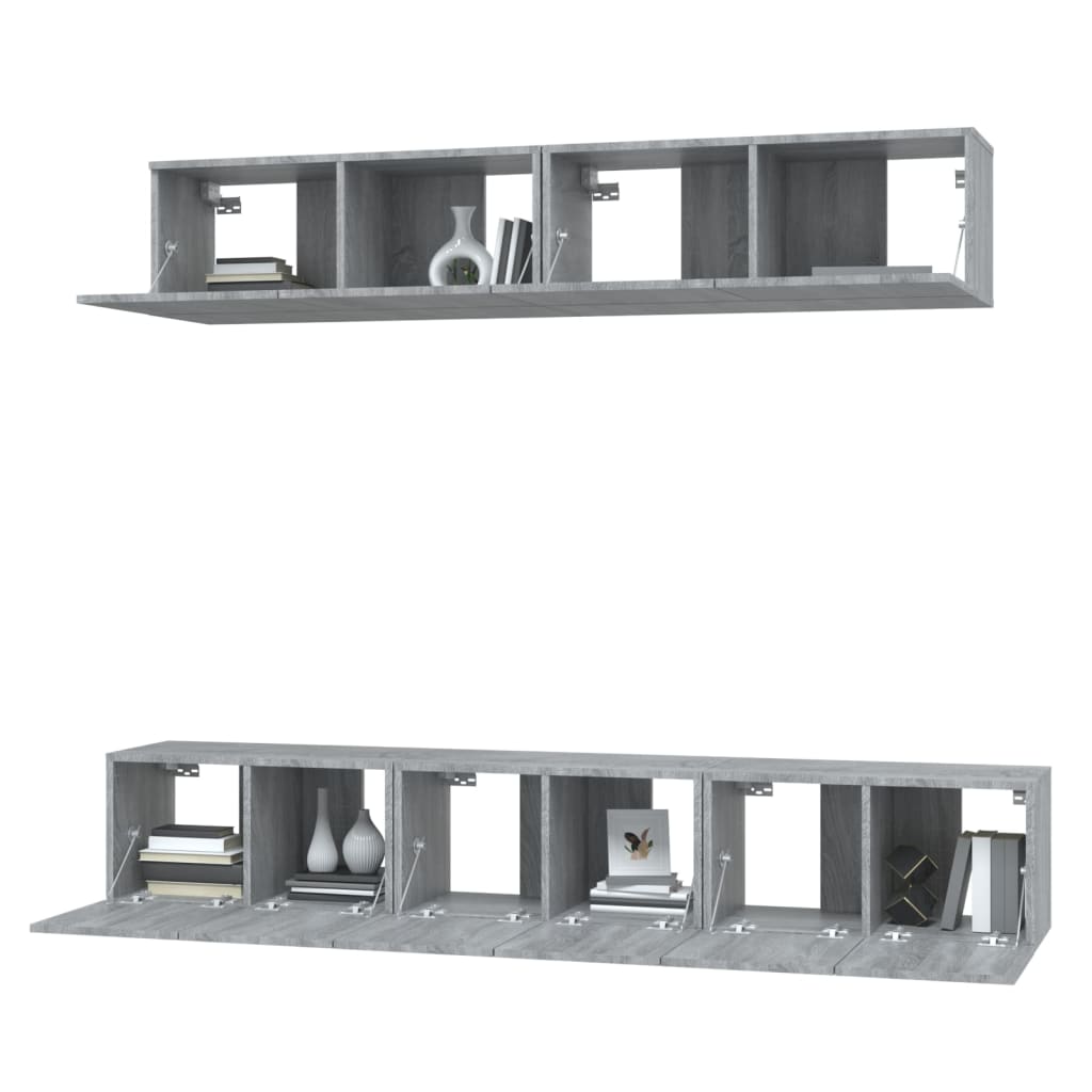 vidaXL Set dulapuri TV, 5 piese, gri sonoma, lemn prelucrat vidaXL Set dulapuri TV, 5 piese, gri sonoma, lemn prelucrat