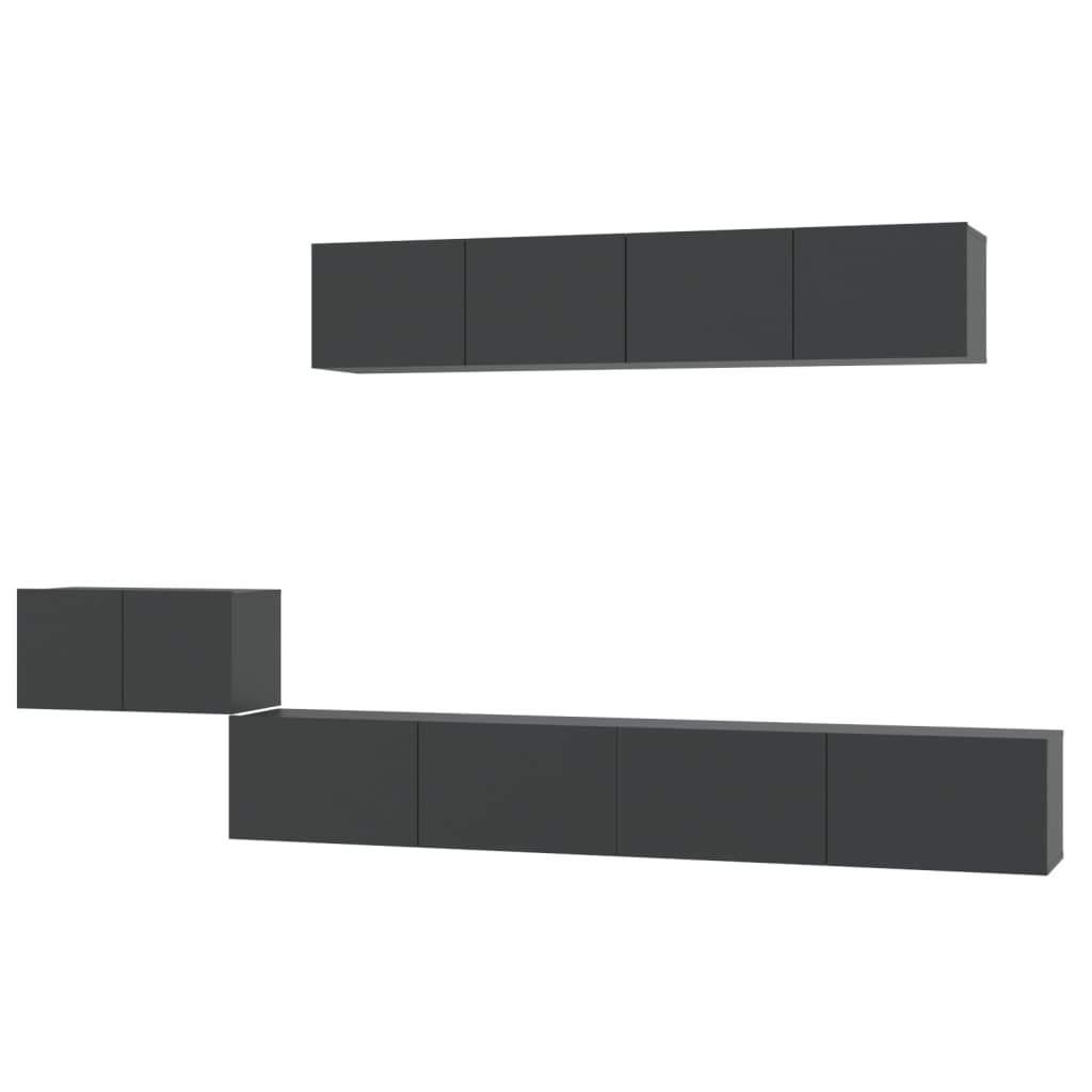 vidaXL Set dulap TV,5 piese, negru, lemn prelucrat vidaXL Set dulap TV,5 piese, negru, lemn prelucrat