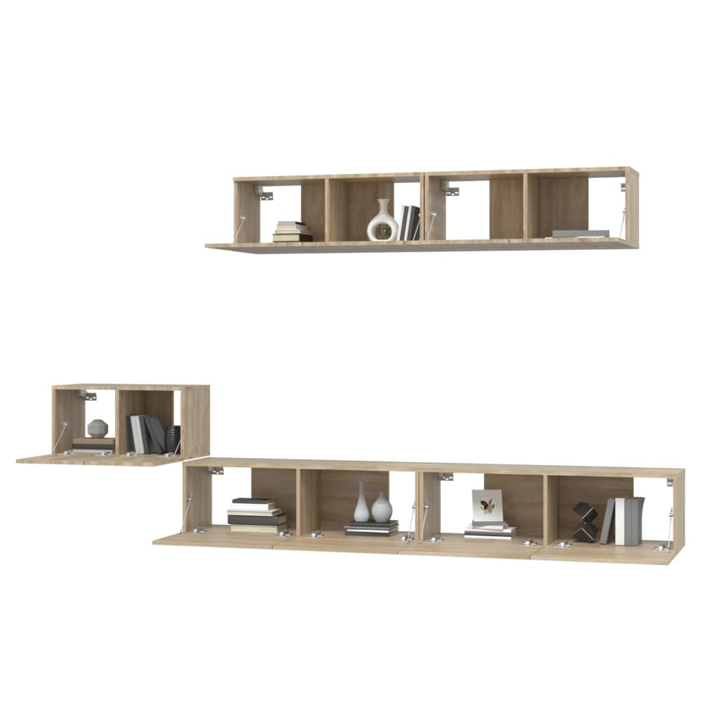 vidaXL Set dulap TV, 5 piese, stejar sonoma, lemn prelucrat vidaXL Set dulap TV, 5 piese, stejar sonoma, lemn prelucrat