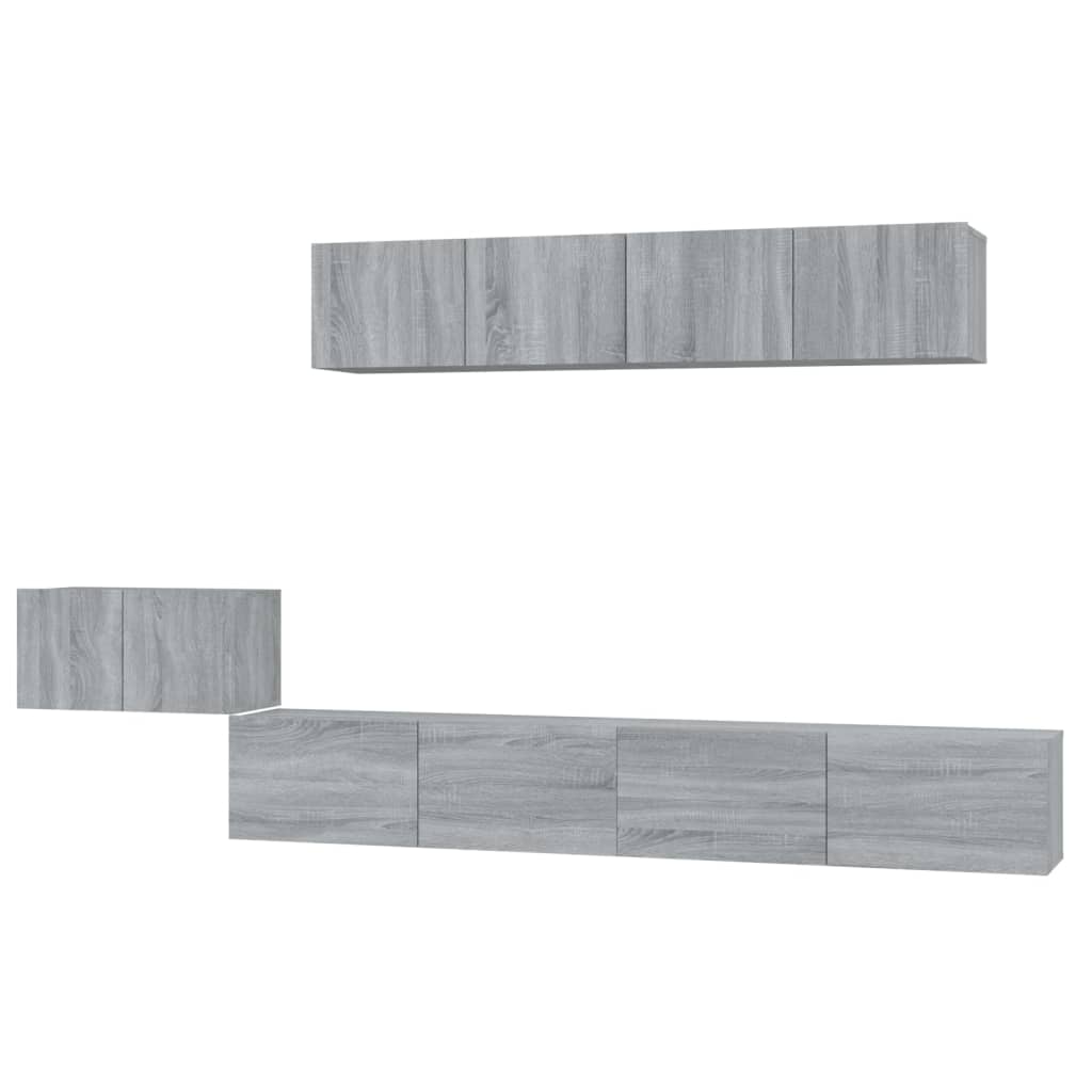 vidaXL Set dulapuri TV, 5 piese, gri sonoma, lemn prelucrat vidaXL Set dulapuri TV, 5 piese, gri sonoma, lemn prelucrat