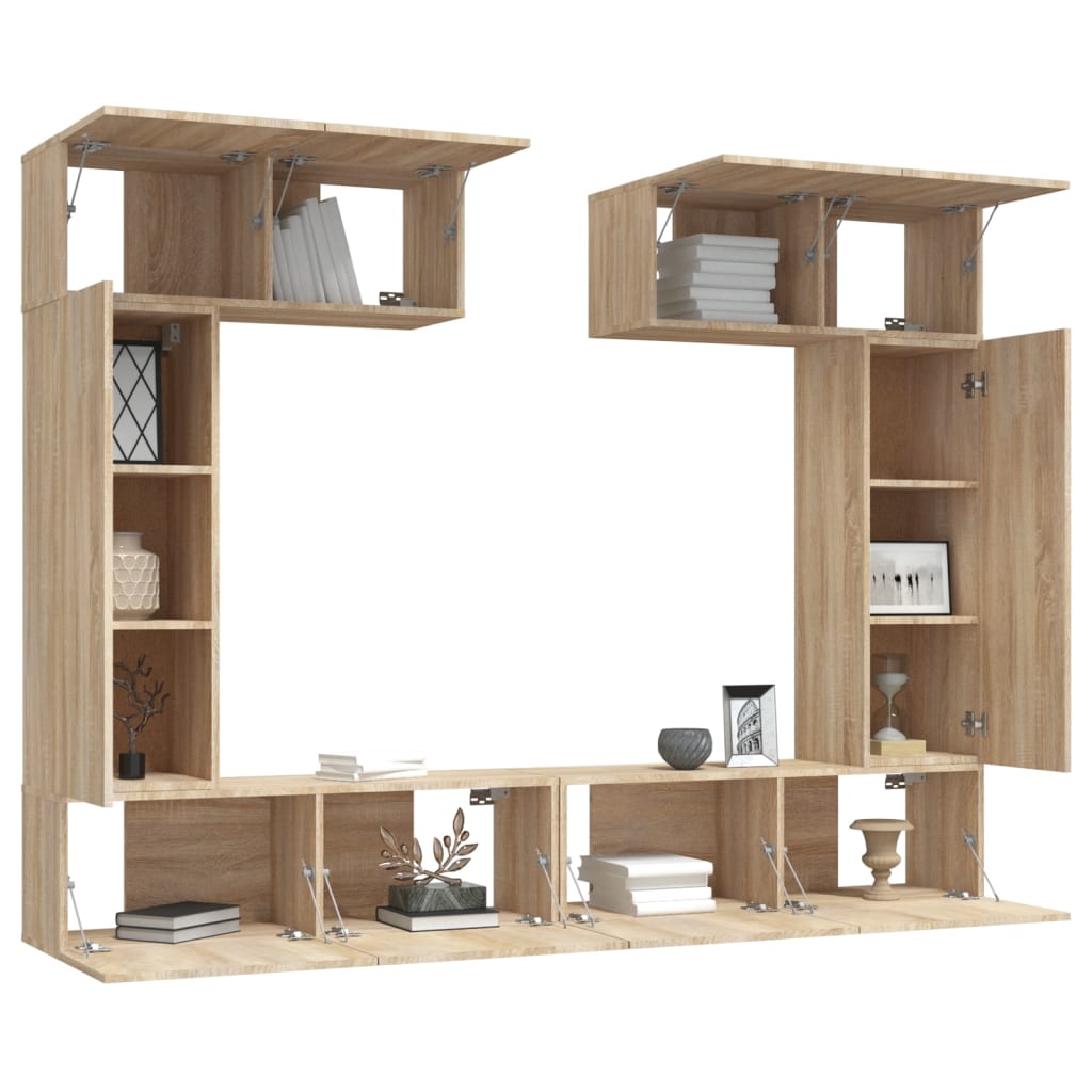 vidaXL Set dulap TV, 6 piese, stejar sonoma, lemn prelucrat vidaXL Set dulap TV, 6 piese, stejar sonoma, lemn prelucrat