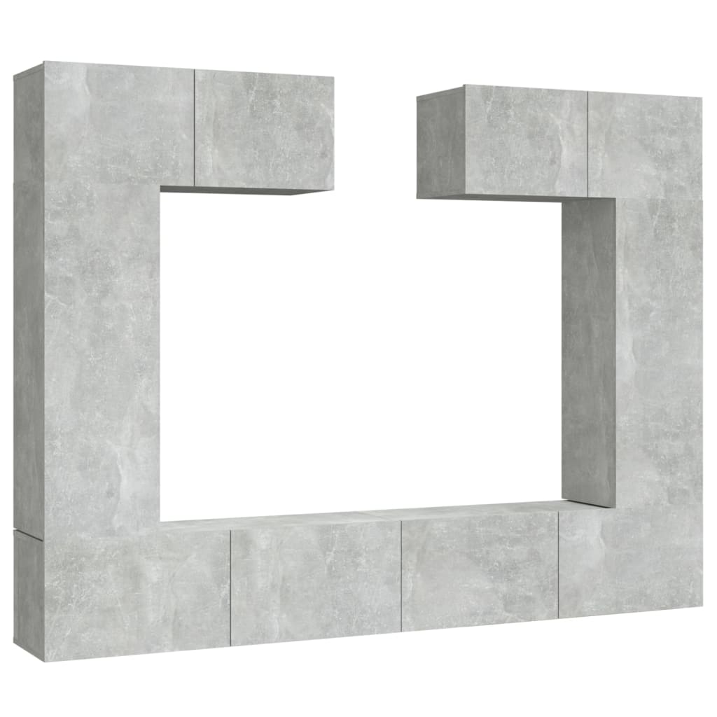 vidaXL Set dulap TV, 6 piese, gri beton, lemn prelucrat vidaXL Set dulap TV, 6 piese, gri beton, lemn prelucrat