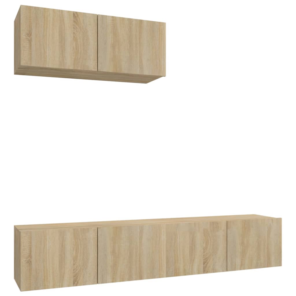 vidaXL Set dulap TV, 3 piese, stejar sonoma, lemn prelucrat vidaXL Set dulap TV, 3 piese, stejar sonoma, lemn prelucrat