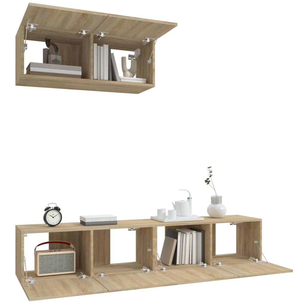 vidaXL Set dulap TV, 3 piese, stejar sonoma, lemn prelucrat vidaXL Set dulap TV, 3 piese, stejar sonoma, lemn prelucrat