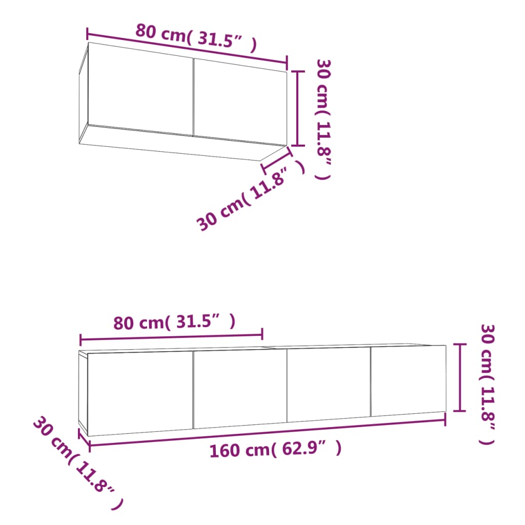 vidaXL Set dulap TV, 3 piese, stejar sonoma, lemn prelucrat vidaXL Set dulap TV, 3 piese, stejar sonoma, lemn prelucrat