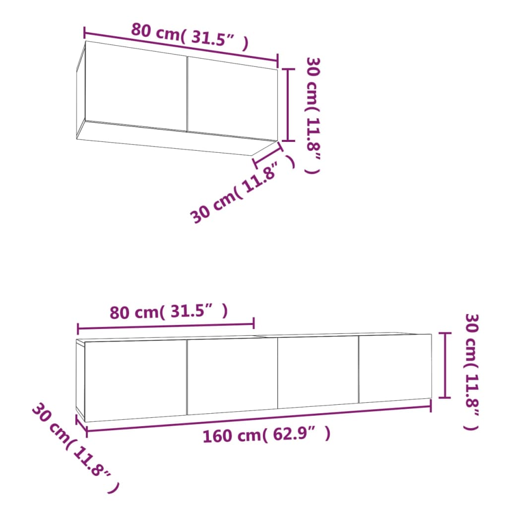 vidaXL Set dulapuri TV, 3 piese, gri beton, lemn prelucrat vidaXL Set dulapuri TV, 3 piese, gri beton, lemn prelucrat