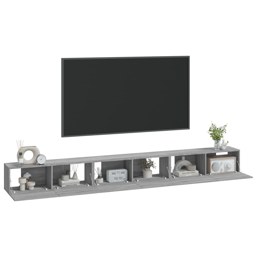 vidaXL Set dulap TV, 3 piese, gri sonoma, lemn prelucrat vidaXL Set dulap TV, 3 piese, gri sonoma, lemn prelucrat